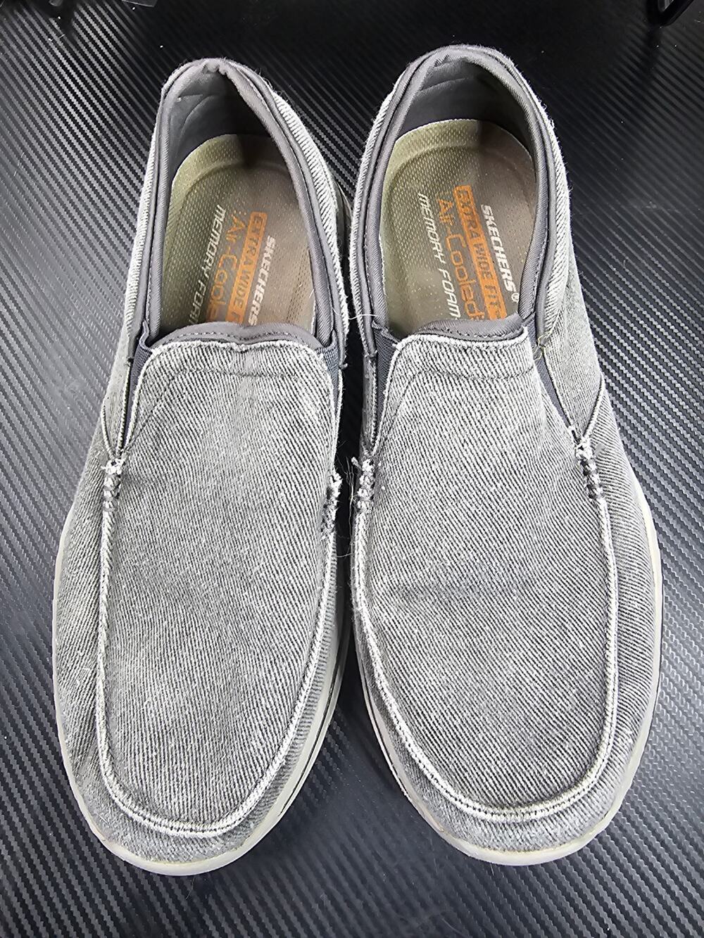 Skechers 65355 Relaxed Fit Mens Sz 12- EWW ( X Wide) Charcoal Gray Canvas Shoes